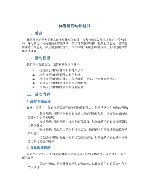 体智能活动计划书