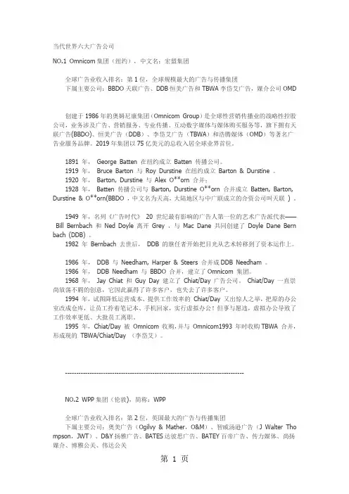 当代世界六大广告公司-6页精选文档