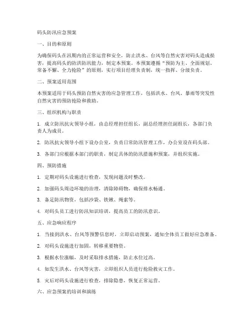 码头防汛应急预案范文大全范文