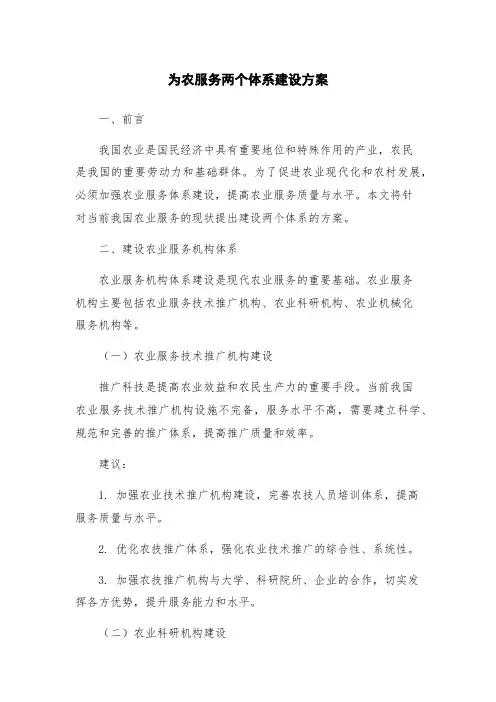 为农服务两个体系建设方案