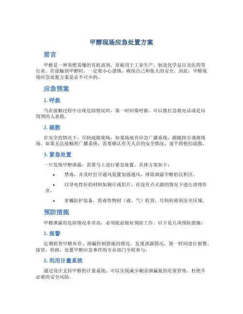 甲醇现场应急处置方案