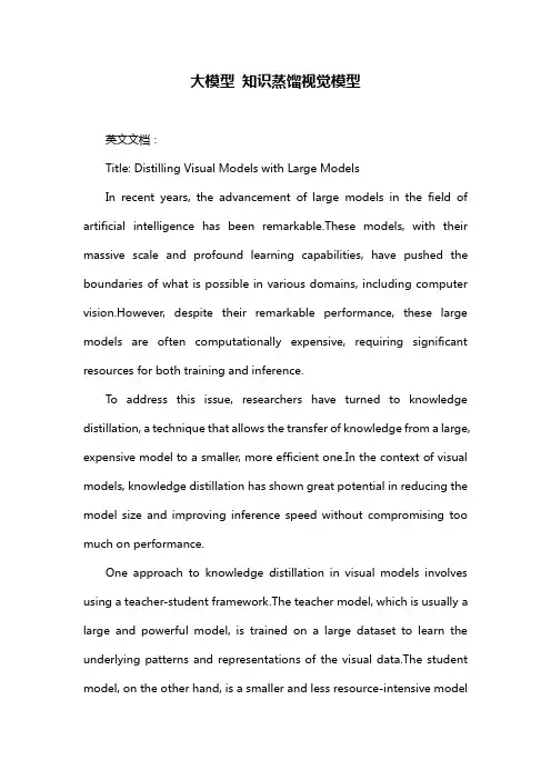 大模型 知识蒸馏视觉模型