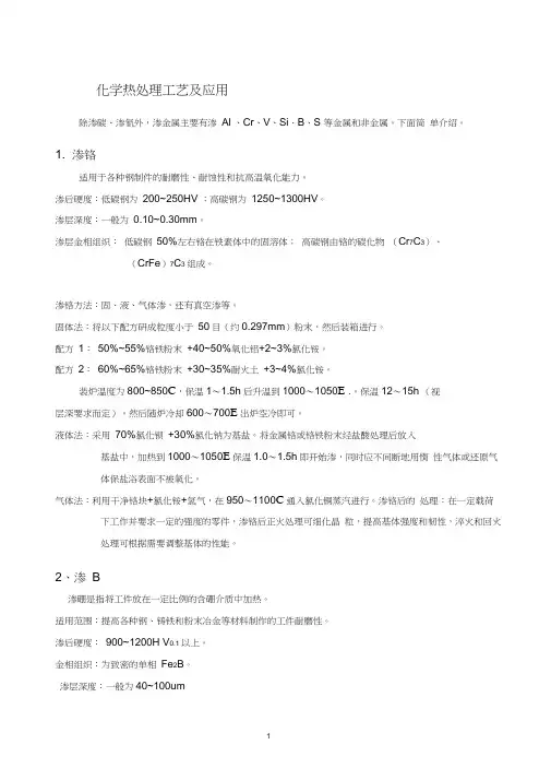 化学热处理工艺及应用