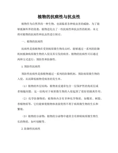植物的抗病性与抗虫性