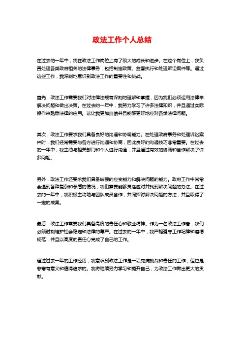 政法工作个人总结