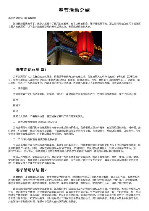 春节活动总结