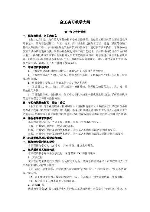 金工实习教学大纲