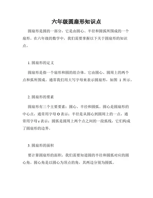六年级圆扇形知识点