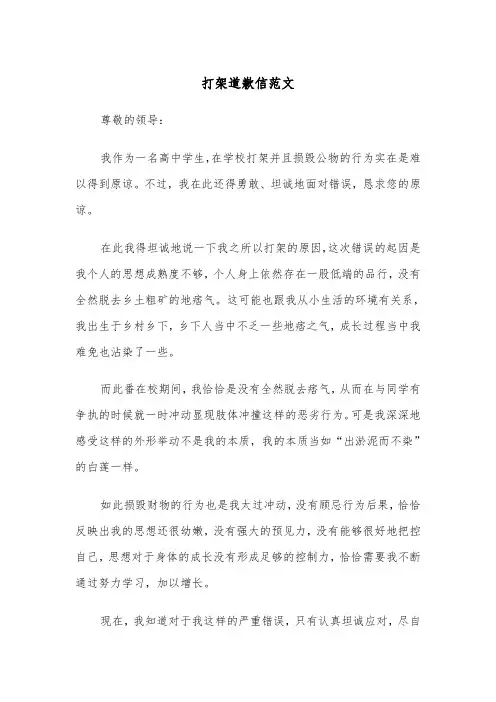 打架道歉信范文(4篇)