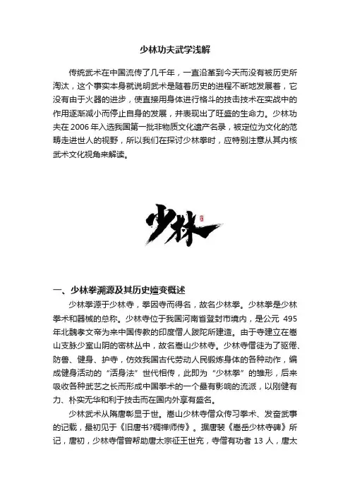 少林功夫武学浅解