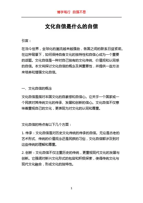 文化自信是什么的自信