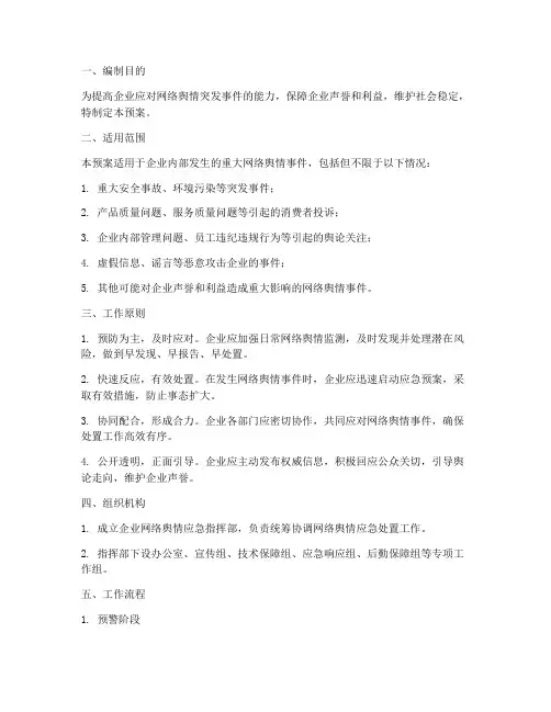 企业重点网络舆情事件应急预案