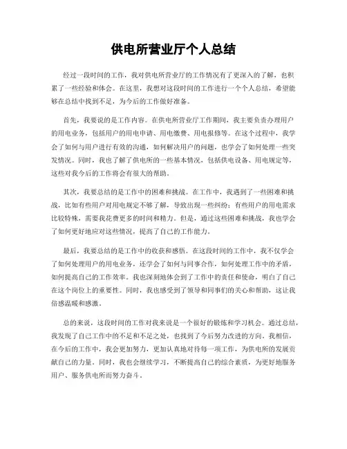 供电所营业厅个人总结