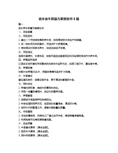 返乡养牛致富方案策划书3篇