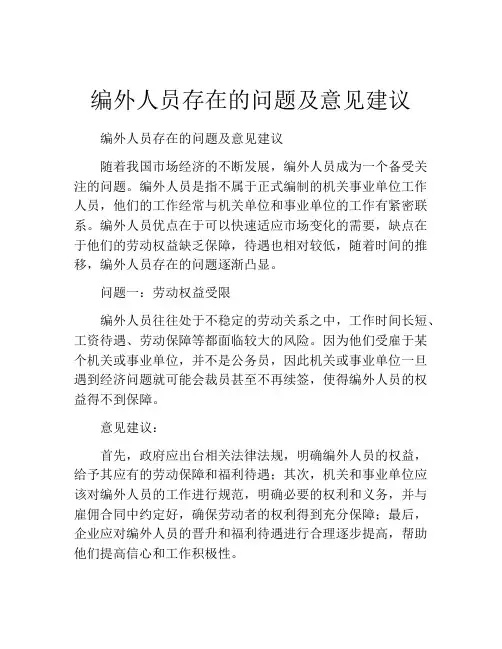 编外人员存在的问题及意见建议