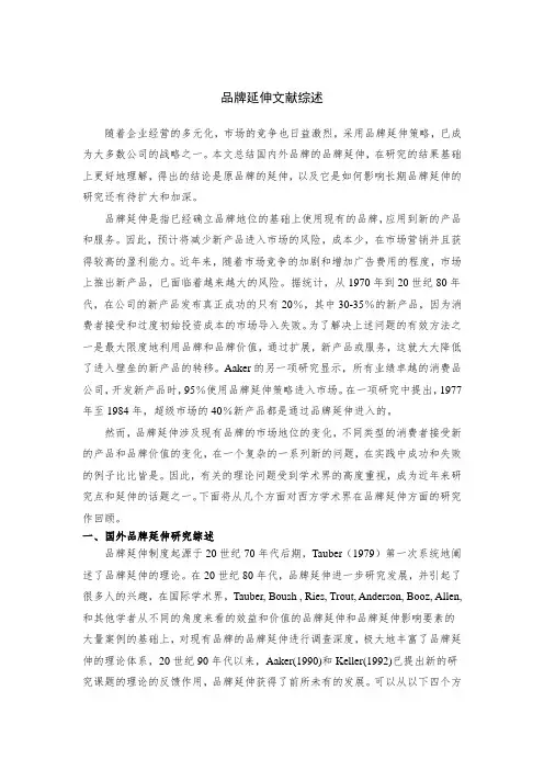 品牌延伸文献综述