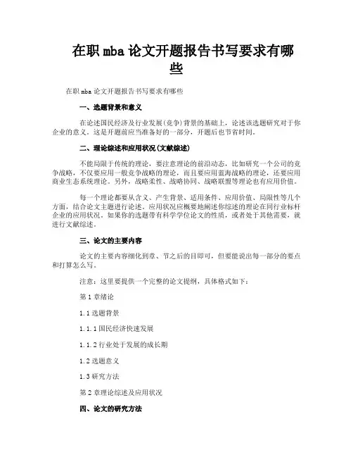 在职mba论文开题报告书写要求有哪些