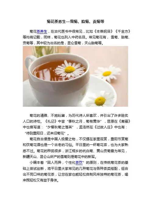 菊花茶养生—雪菊、胎菊、贡菊等