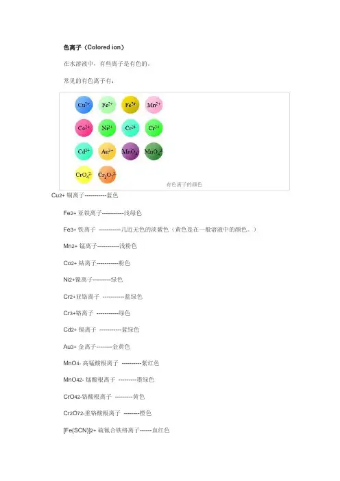 高中化学中的有色物质