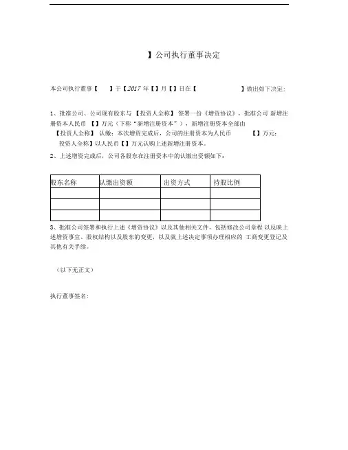 执行董事决定