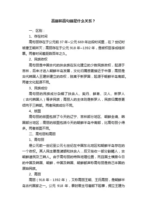 高丽和高句丽是什么关系？