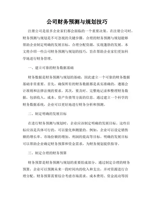 公司财务预测与规划技巧