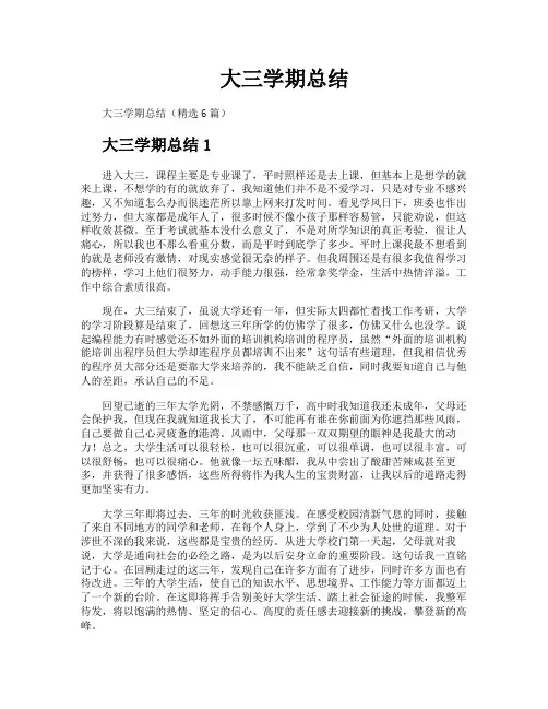 大三学期总结