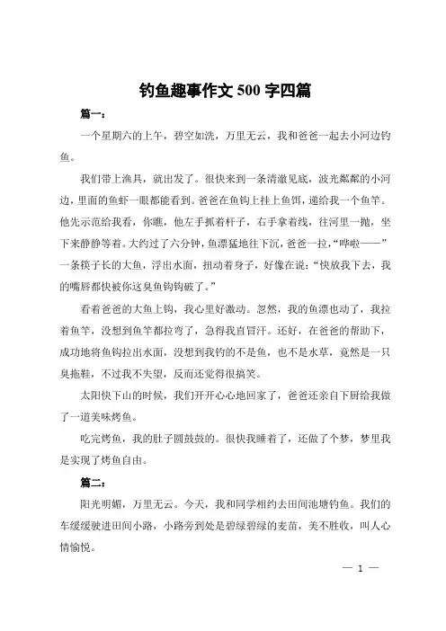 钓鱼趣事作文500字四篇