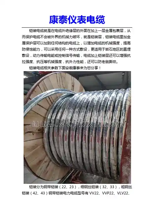 铠装电缆规格型号