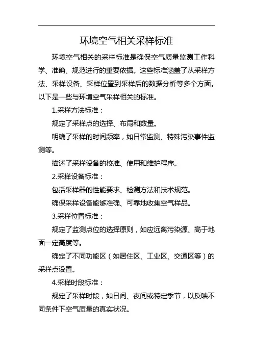 环境空气相关采样标准