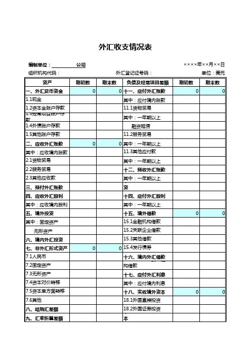 外汇公司收支情况表