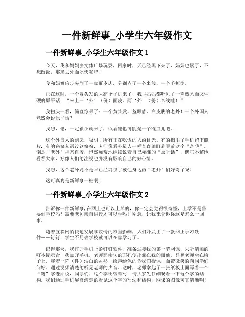 一件新鲜事小学生六年级作文