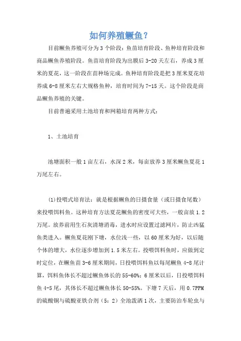 如何养殖鳜鱼？