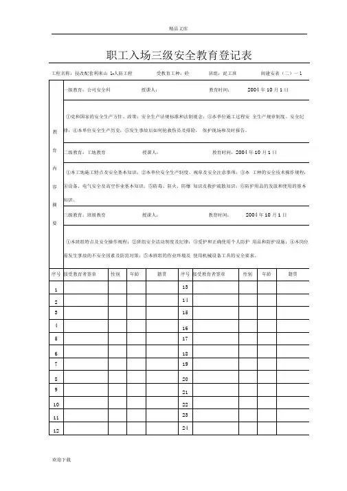 三级安全教育及安全技术交底