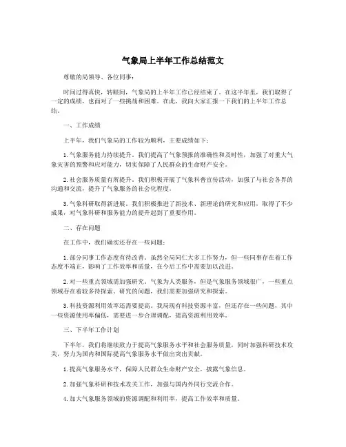 气象局上半年工作总结范文