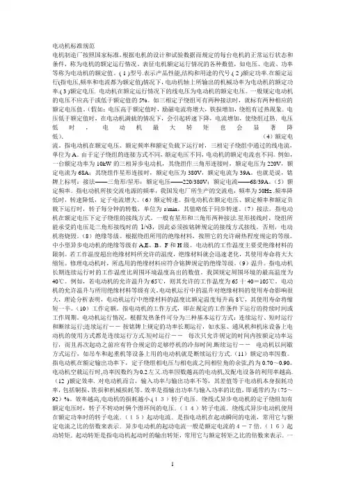 电动机标准规范