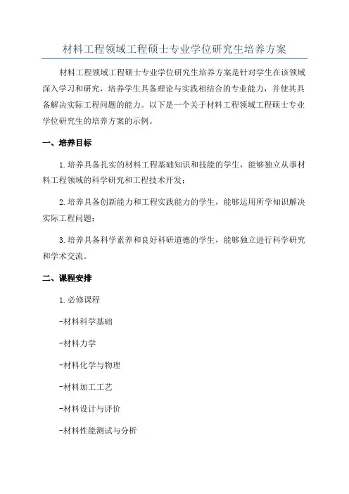材料工程领域工程硕士专业学位研究生培养方案