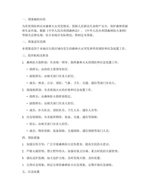 森林防火突发应急预案