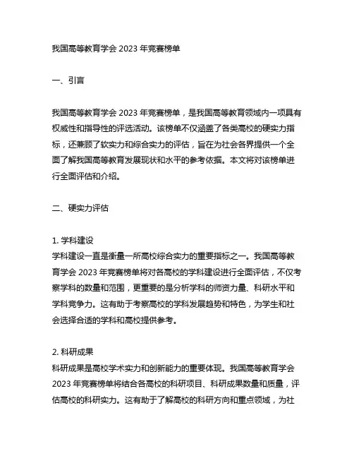 中国高等教育学会 2023年竞赛榜单
