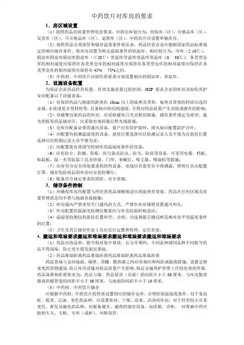 中药饮片库房要求
