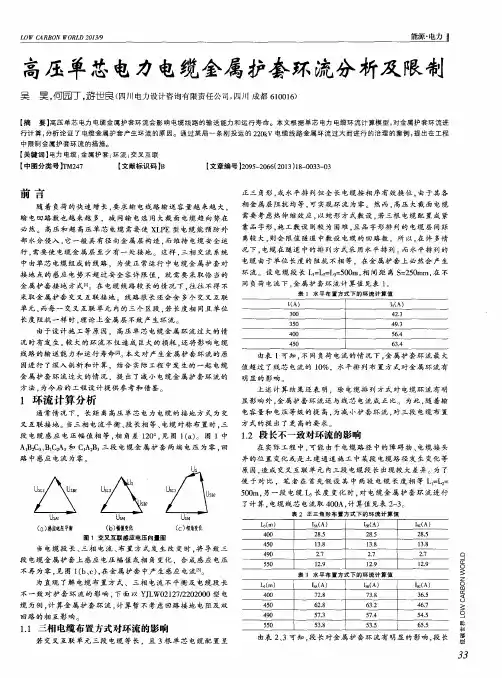 高压单芯电力电缆金属护套环流分析及限制