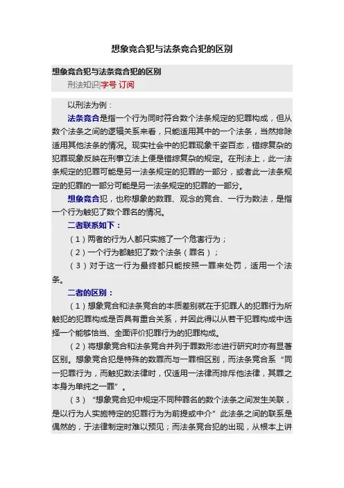 想象竞合犯与法条竞合犯的区别