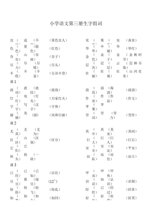 二年级上册词语积累表-人教版.doc