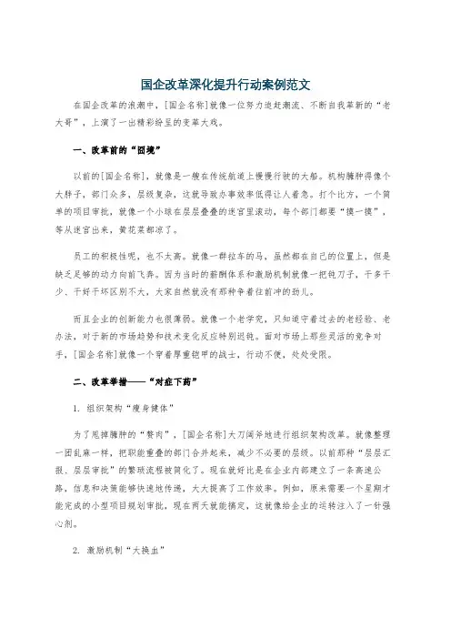 国企改革深化提升行动案例范文