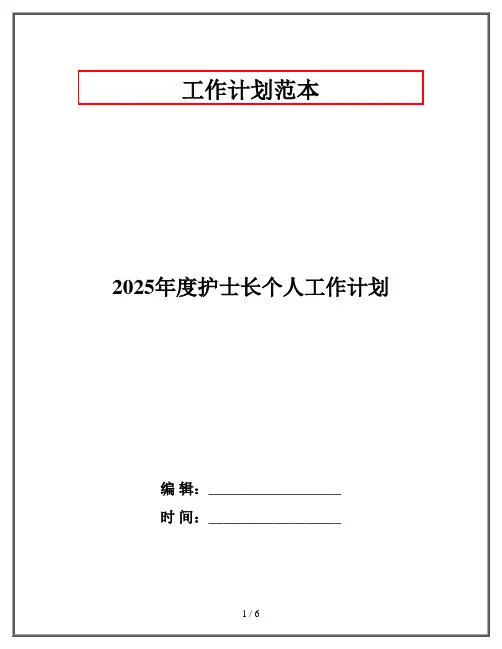 2025年度护士长个人工作计划