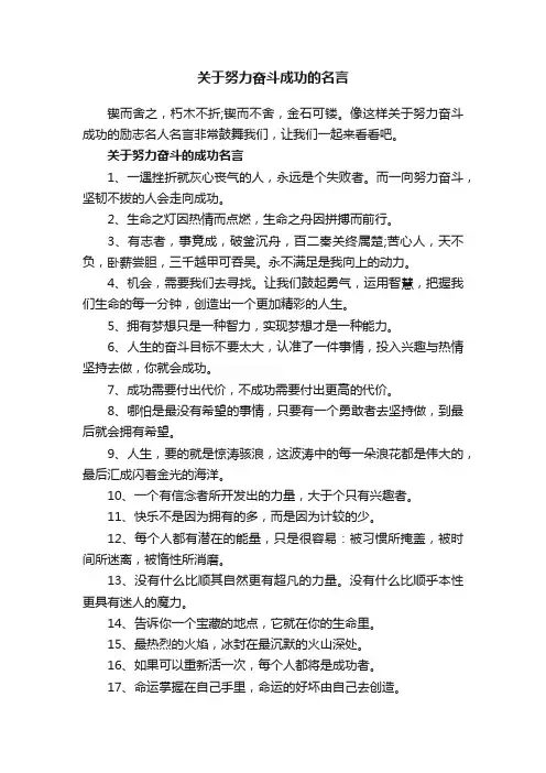 关于努力奋斗成功的名言