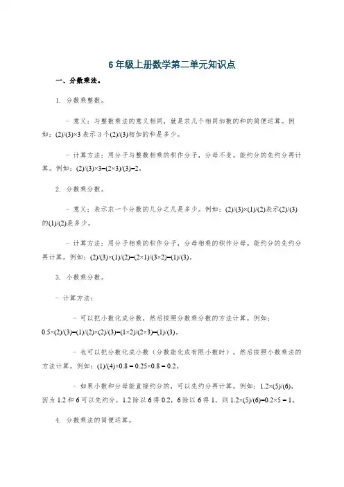6年级上册数学第二单元知识点
