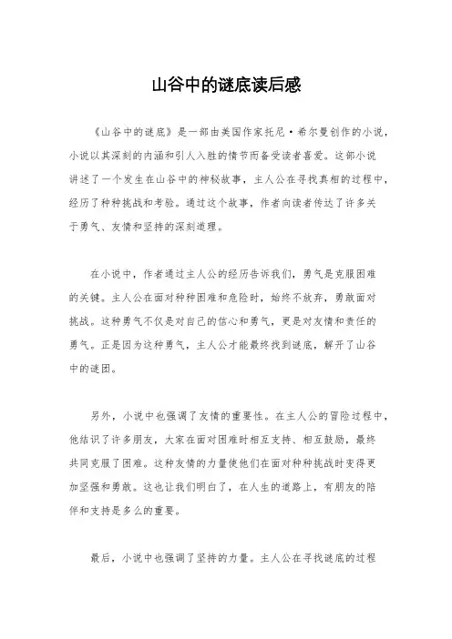 山谷中的谜底读后感