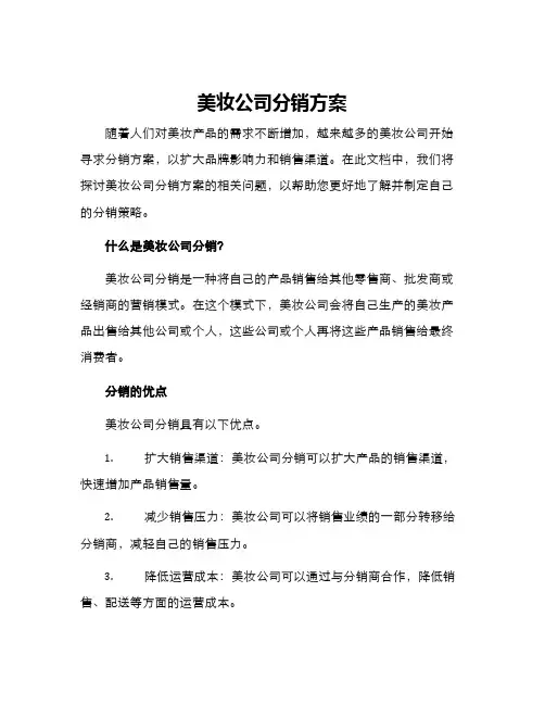 美妆公司分销方案