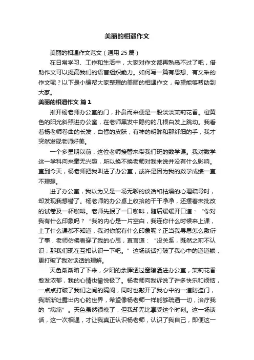 美丽的相遇作文范文（通用25篇）